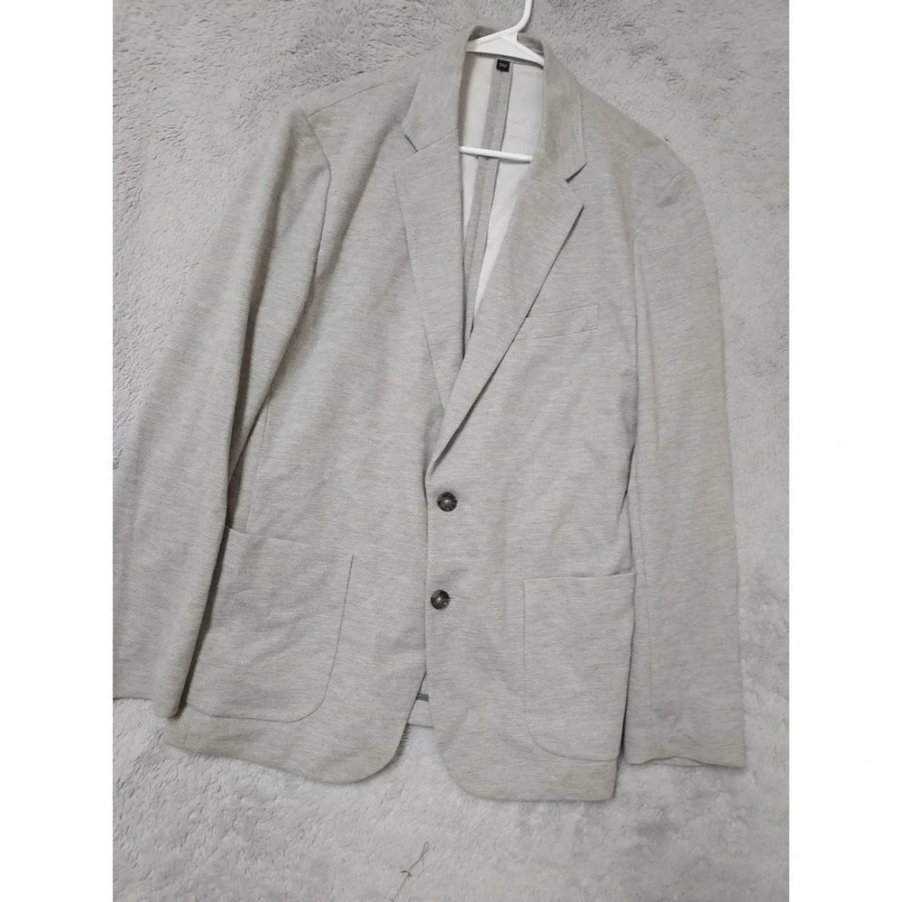 J Crew Blazer Mens Large Thompson Sport Coat Two Button Knit Gray Unstructured